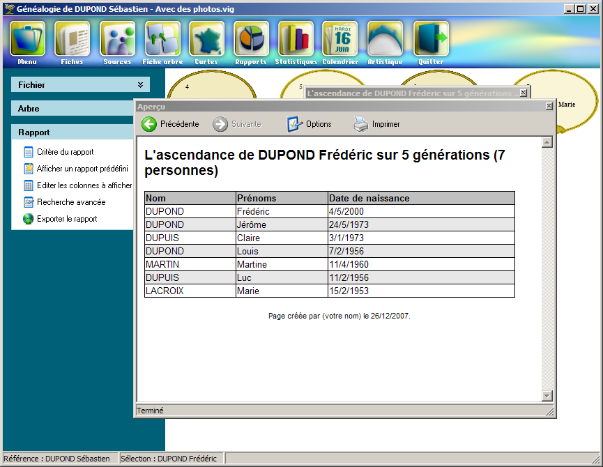 Exporter rapport Web